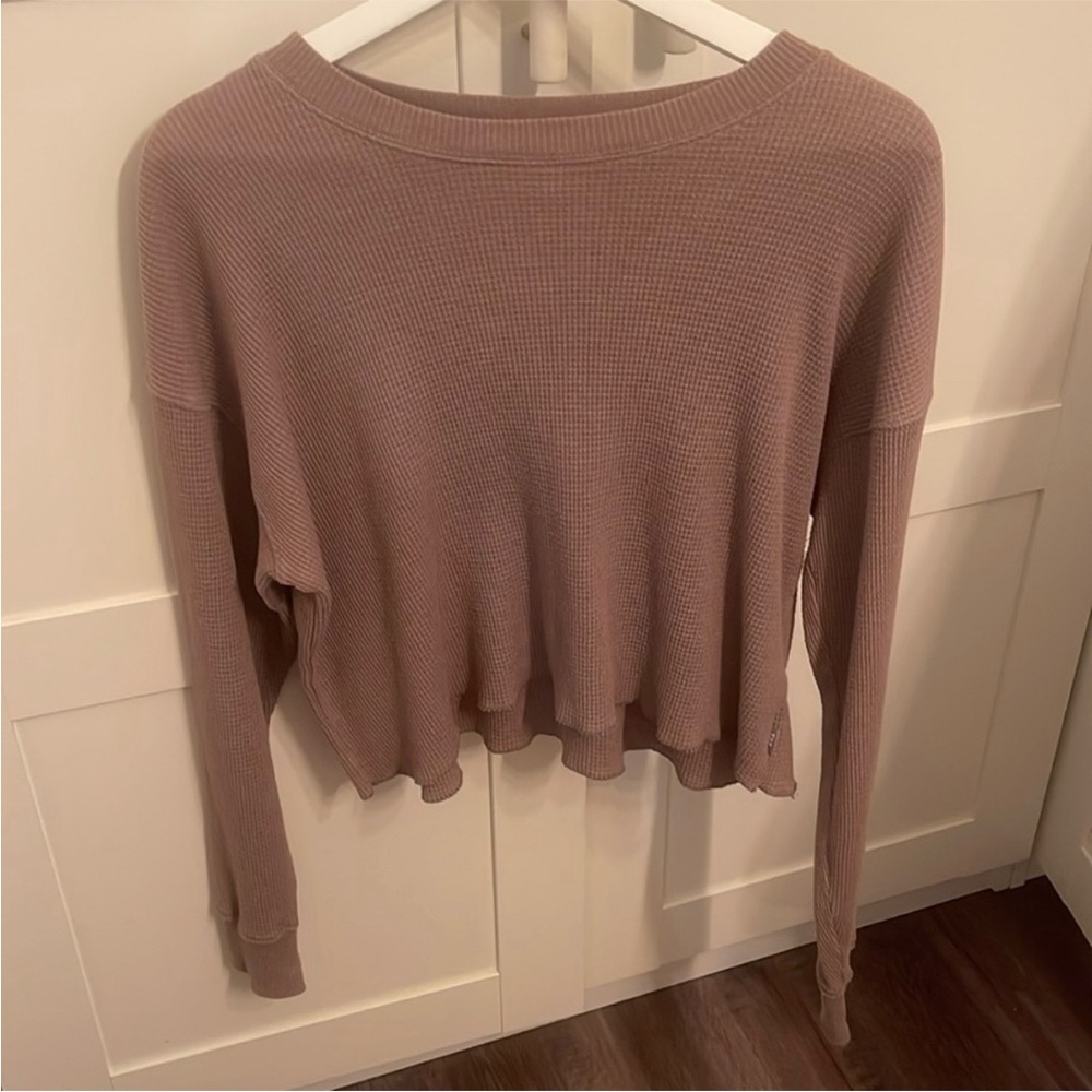 TNA (aritzia) Brown waffle crew neck longsleeve.